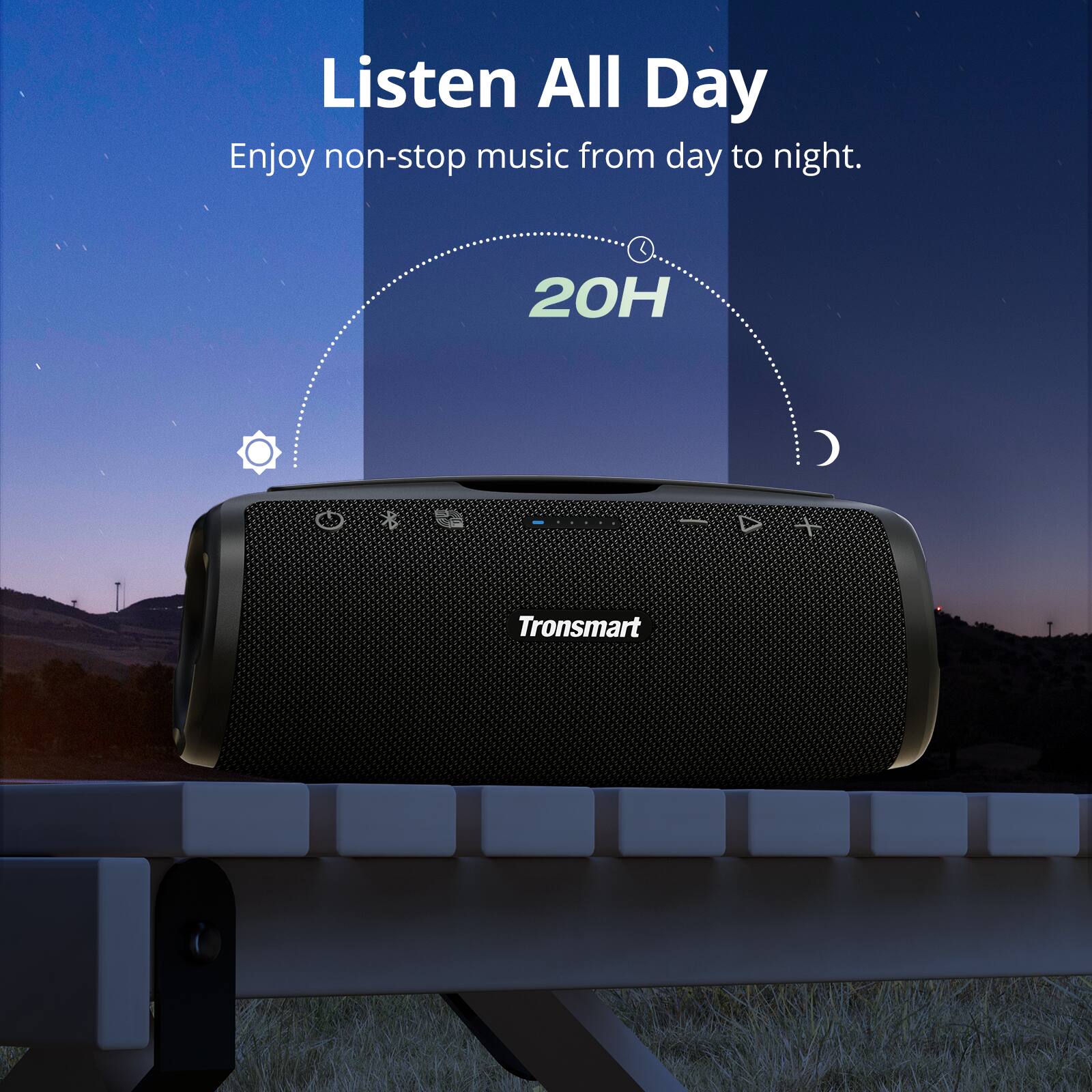 Listen All Day: Enjoy non-stop music from day to night with Tronsmart.