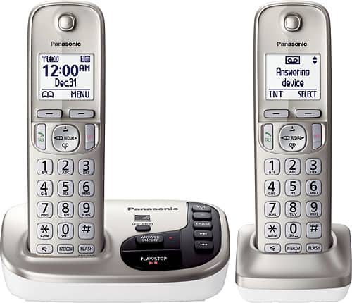 Angle. Panasonic - KX-TGD222N DECT 6.0 Expandable Cordless Phone System with Digital Answering System - Champagne Gold.