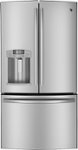 Front Standard. GE - 28.6 Cu. Ft. French Door Refrigerator with Thru-the-Door Ice and Water - Stainless-Steel.