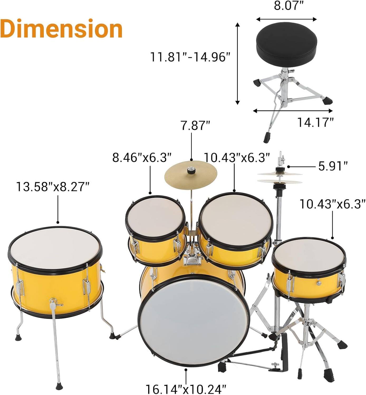 Dimension  
11.81"-14.96"  
8.07"  
7.87"  
14.17"  
8.46"x6.3"  
10.43"x6.3"  
5.91"  
13.58"x8.27"  
10.43"x6.3"  
16.14"x10.24"