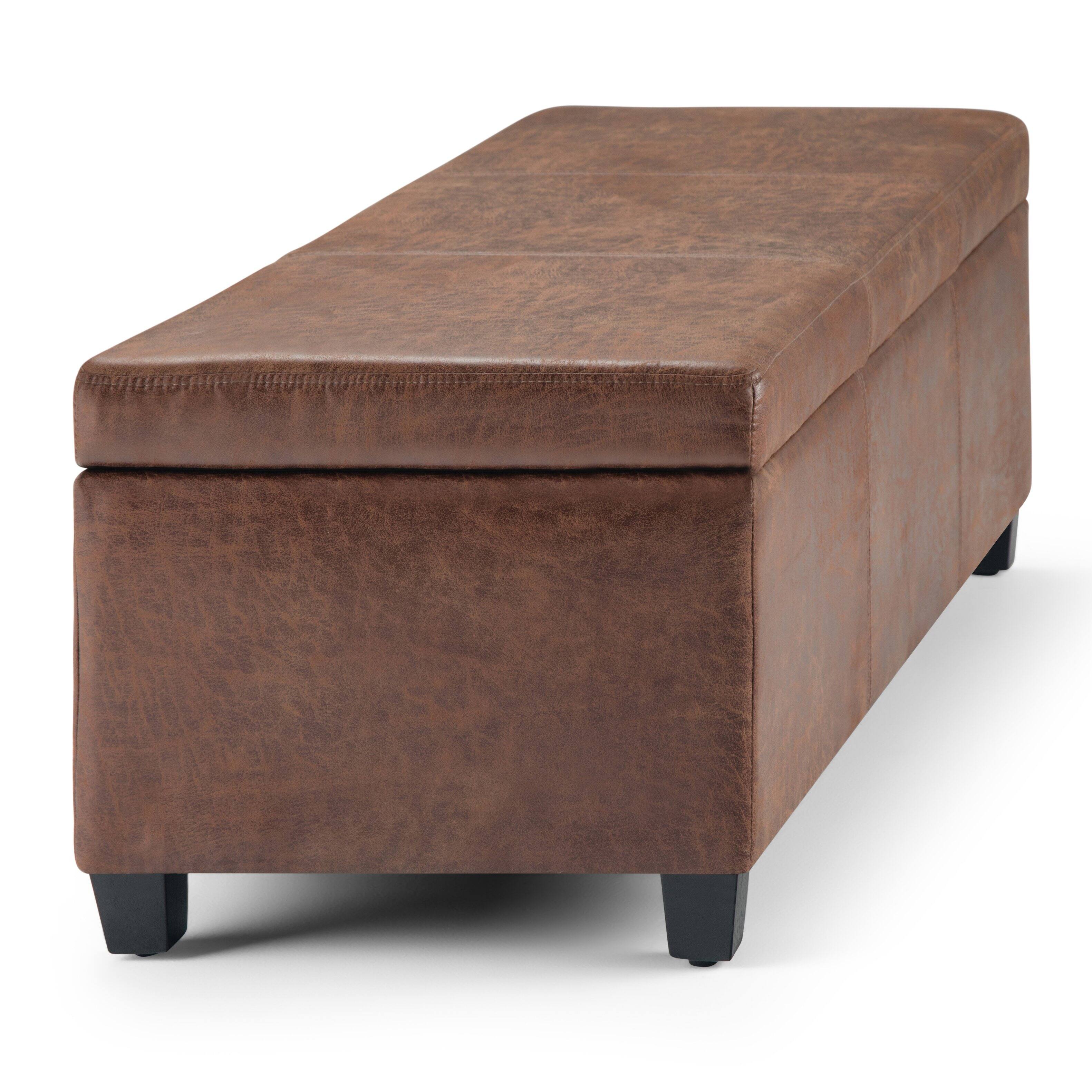Alt View 17. Simpli Home - Avalon 48 inch Wide Contemporary Rectangle Storage Ottoman Bench - Distressed Umber Brown.