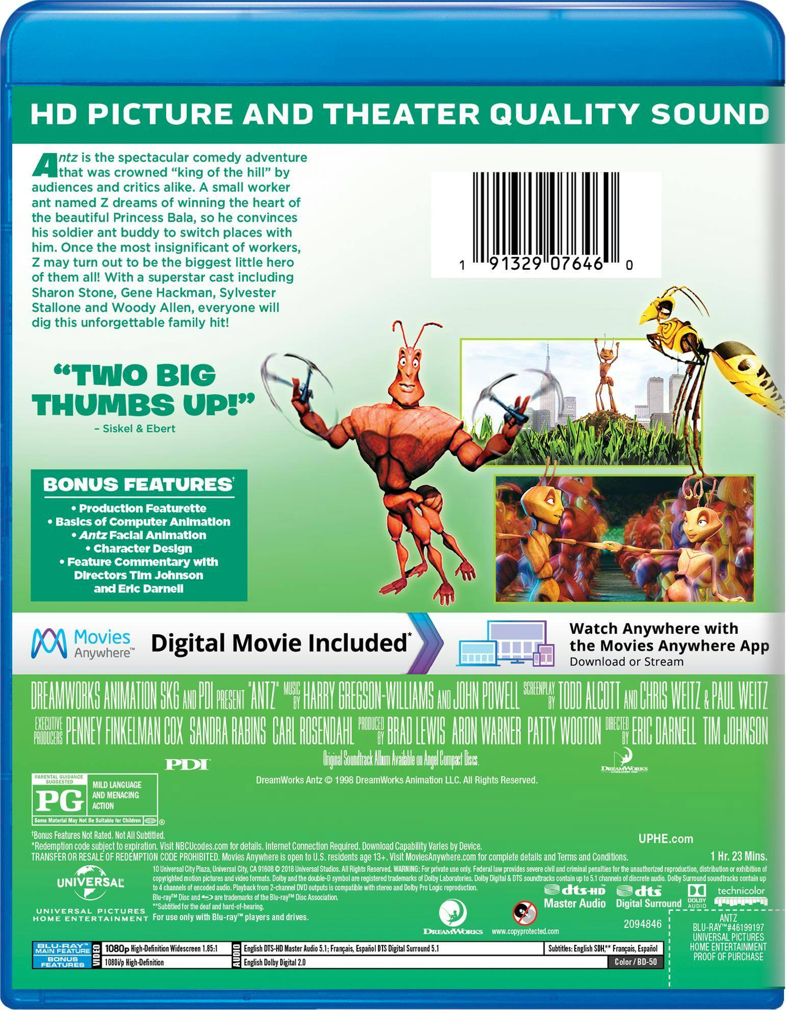 Back. Antz (Blu-ray + Digital HD) [Blu-ray].