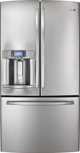  GE - Profile 28.6 Cu. Ft. French Door Refrigerator with Thru-the-Door Ice and Water - Stainless-steel