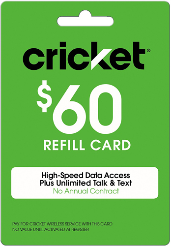 Cricket Wireless - $60 Refill Card
