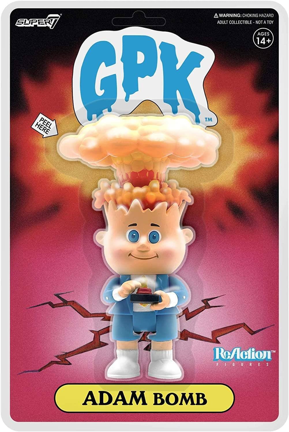 A WARNING: CHOKING HAZARD SUPER GPK™ ADULT COLLECTIBLE - NOT A TOY AGES 14+ PEEL HERE ReAction FIGURES ADAM BOMB