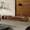 Front. luck idea - 78.54" Extendable TV stand, and Media Console & Entertainment Centers with Large Storage Space - Walnut color.
