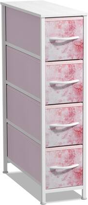 Sorbus - Narrow Dresser with 4 Drawers, Vertical Slim Storage Chest of Drawers with Steel Frame - Pink Tie-Dye