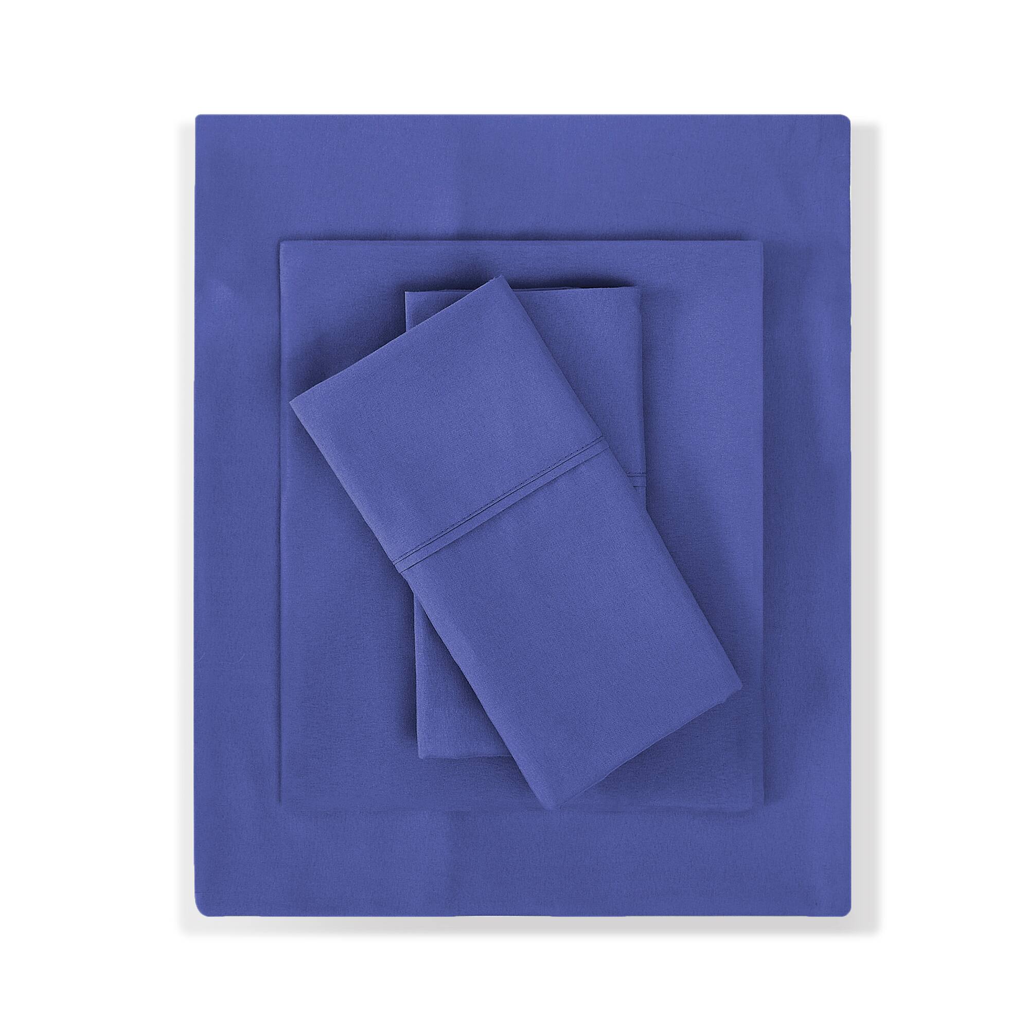 Back. Sweet Home Collection - All Season Reversible Bed-in-A-Bag Solid Color Comforter & Sheet Set, King - Royal Blue.