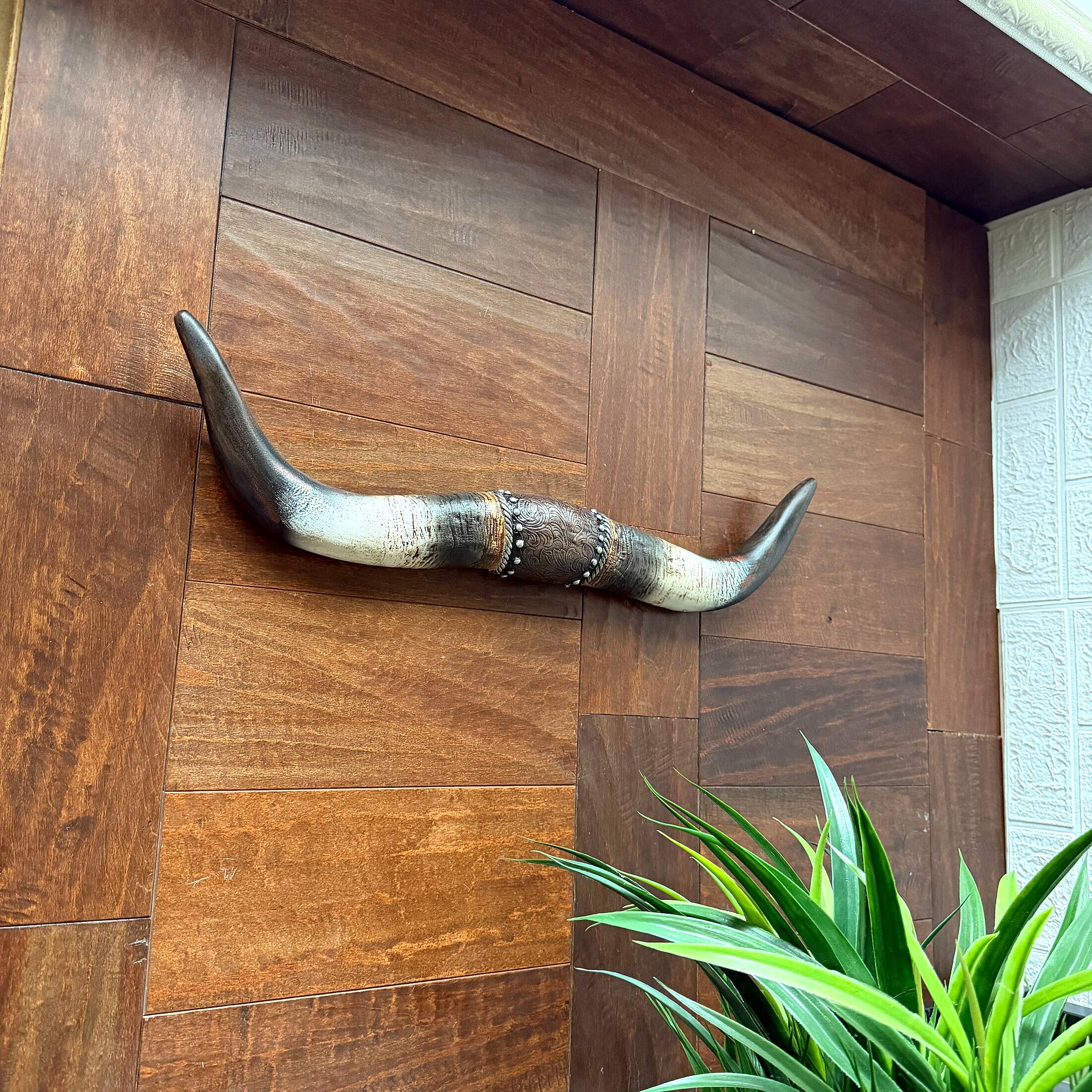 Alt View 3. Things2Die4 - Longhorn Wall Sculpture Western Rustic Distressed Resin 22.25 in Decor - Brown.