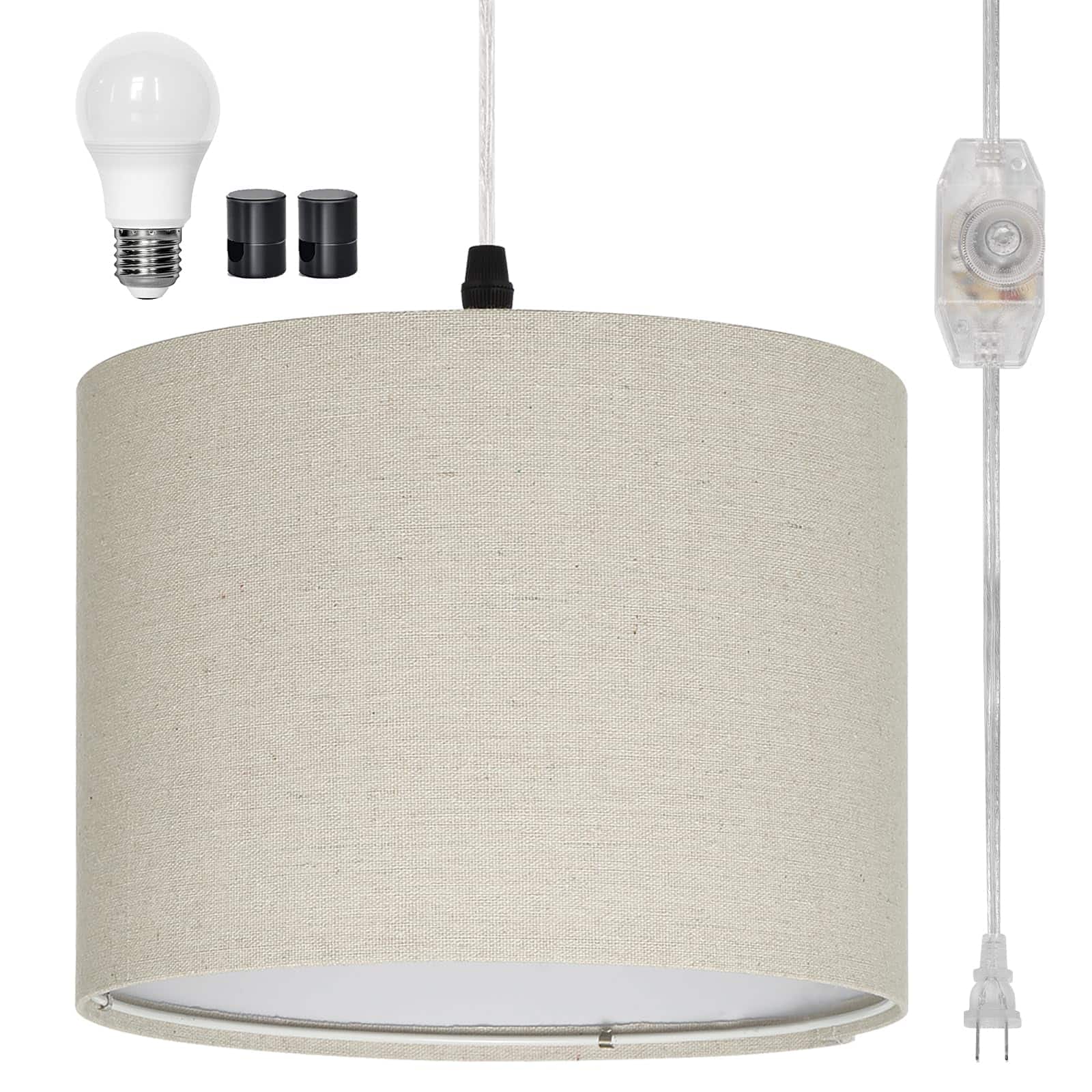 VEGA AUTOMOTIVE - Pendant Light Hanging With Cord Dimmable Lamp Fixture For Bedroom - Beige