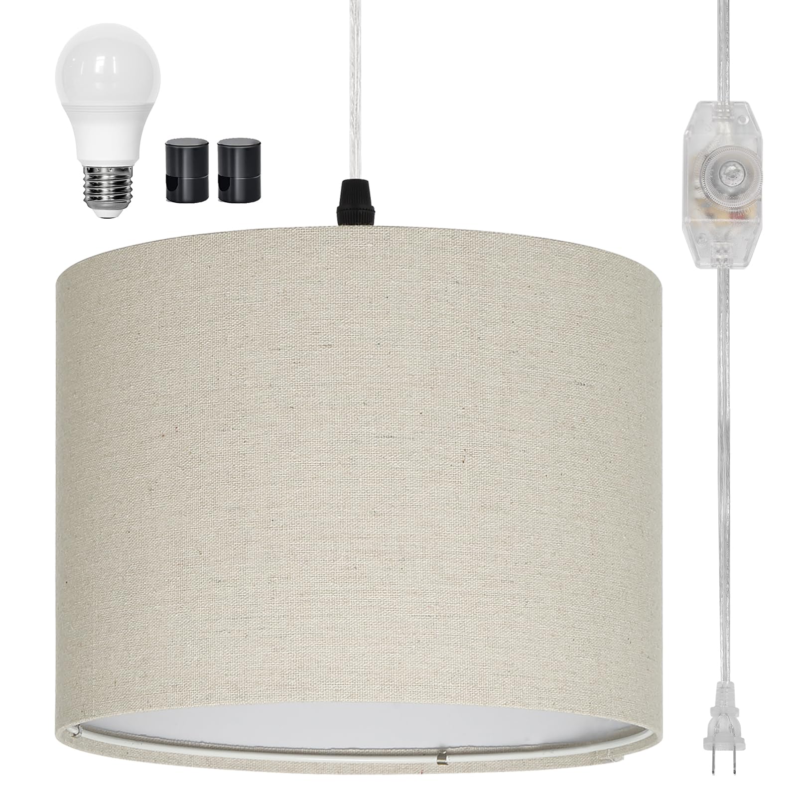 COTTAGE Plug In Pendant Light Hanging With Cord Dimmable Lamp Fixture ...