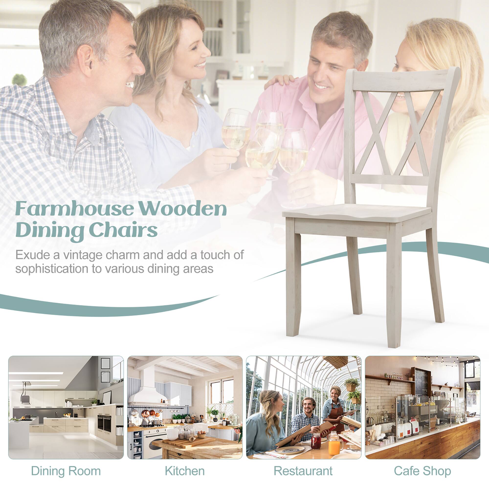 Farmhouse Wooden Dining Chairs

Exude a vintage charm and add a touch of sophistication to various dining areas

Dining Room  
Kitchen  
Restaurant  
Cafe Shop