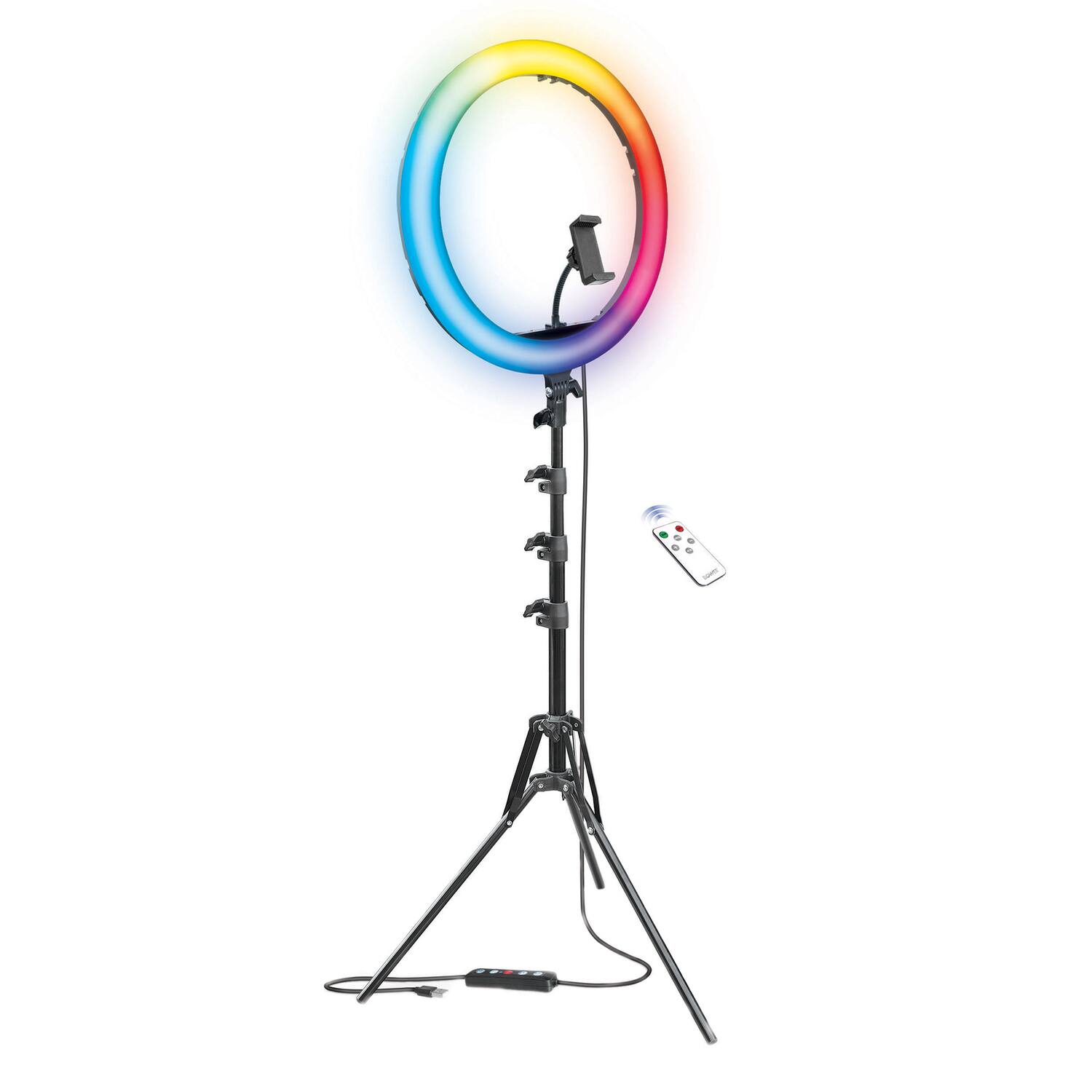 Bower - Wa-rlsrgb16 Rgb Selfie Ring Light Studio Kit With Wireless Remote Control And Tripod (16 In.) - Black