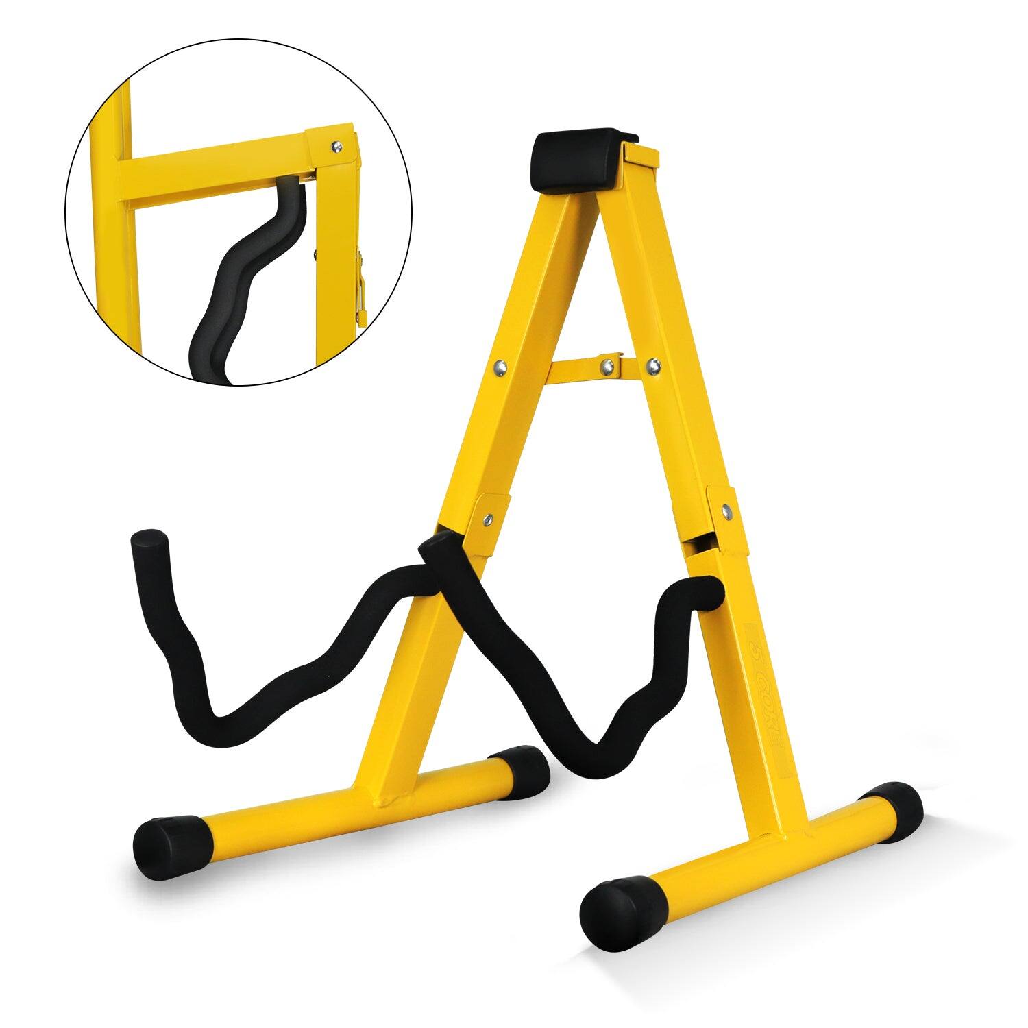Front. 5 CORE - Guitar Stand A Shape Foam Arm Rubber Pad for Acoustic Electric Bass-GSS YLW 1PC - Yellow.