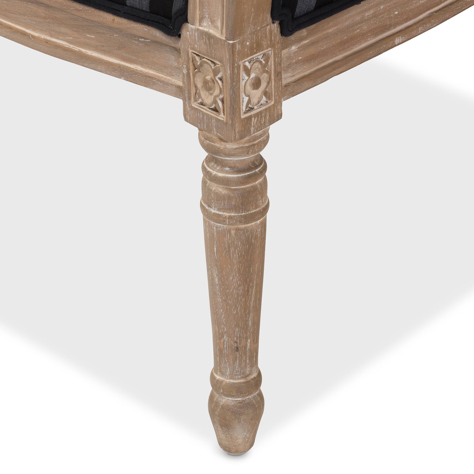 Alt View 1. Baxton Studio - Charlemagne Traditional French and Striped Accent Chair - Black/Grey Stripes.