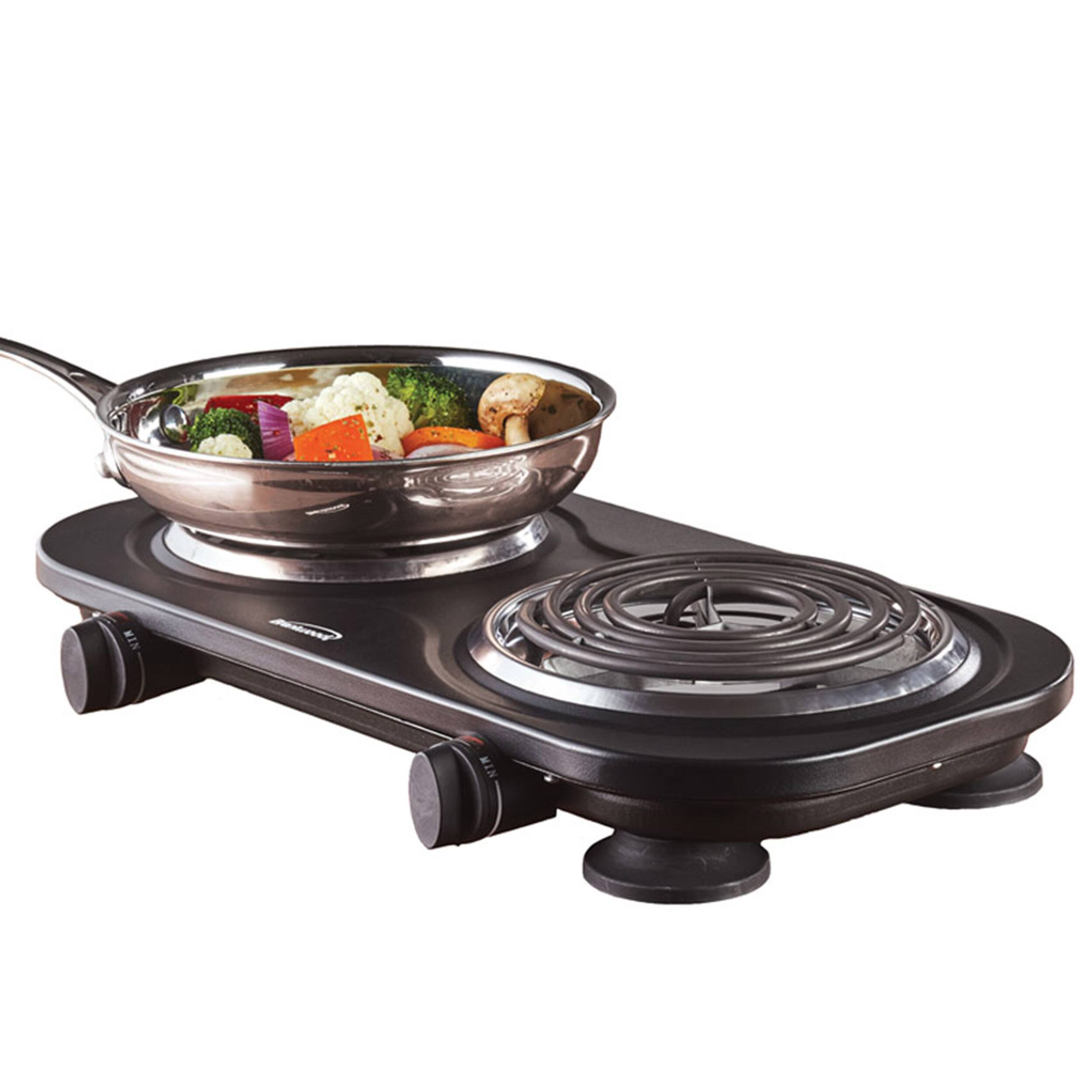 Angle. Brentwood - Brentwood Electric 1500W Double Burner - Black - Black.
