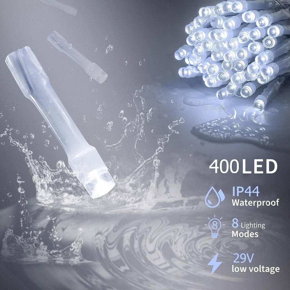 400 LED  
IP44 Waterproof  
8 Lighting Modes  
29V low voltage