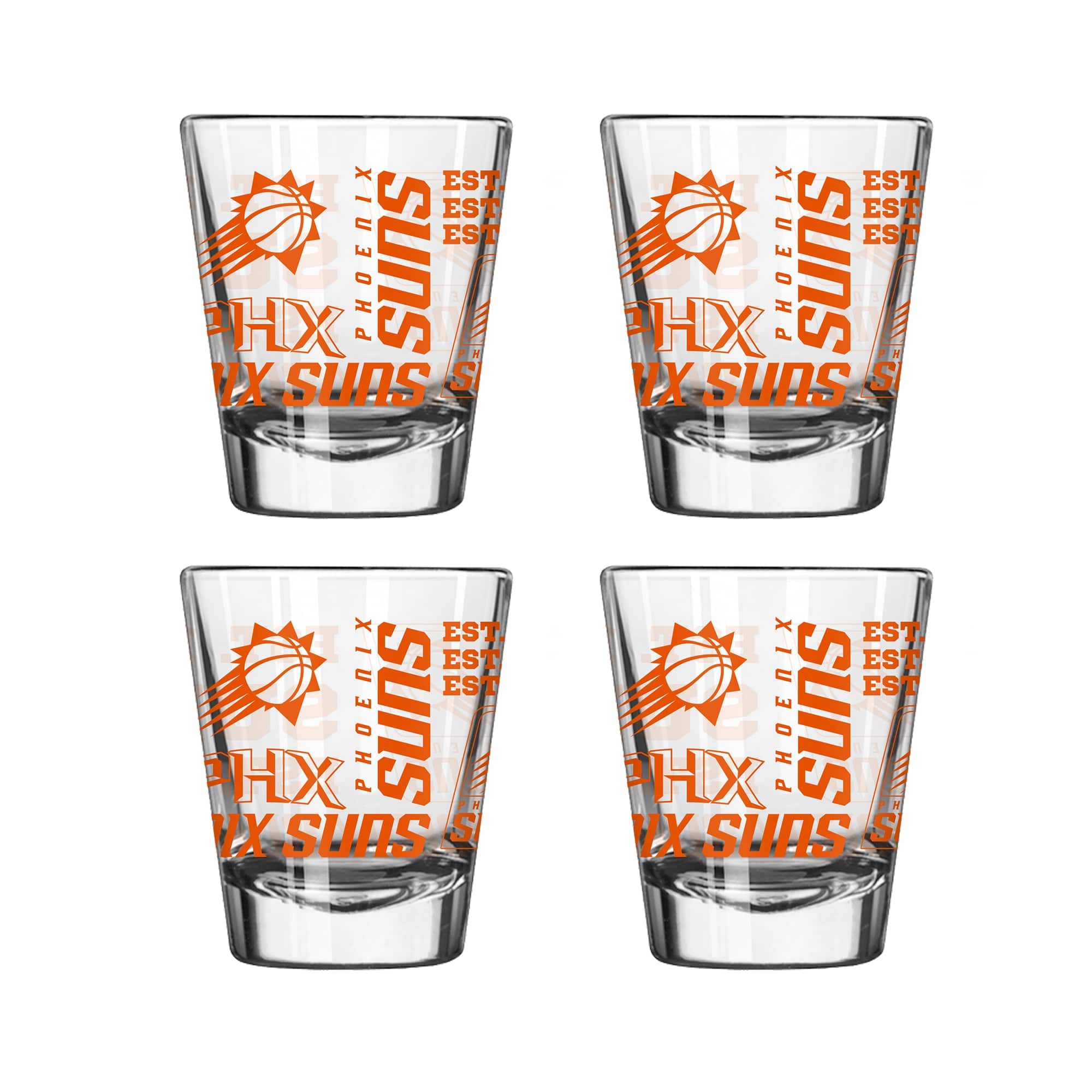 Logo Brands - Phoenix Suns 4-Pack 2oz. Shot Glass Set - Multicolor