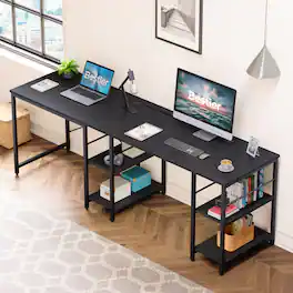 Bestier - 55inch Gaming Desk L-shaped Desk Office Computer Desk - Black