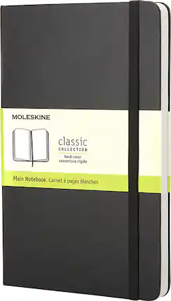 Front. Moleskine - Large Plain Notebook - Black.