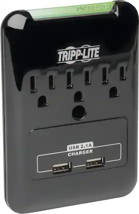 Front. Tripp Lite - Protect It! 3-Outlet Surge Protector - Black.