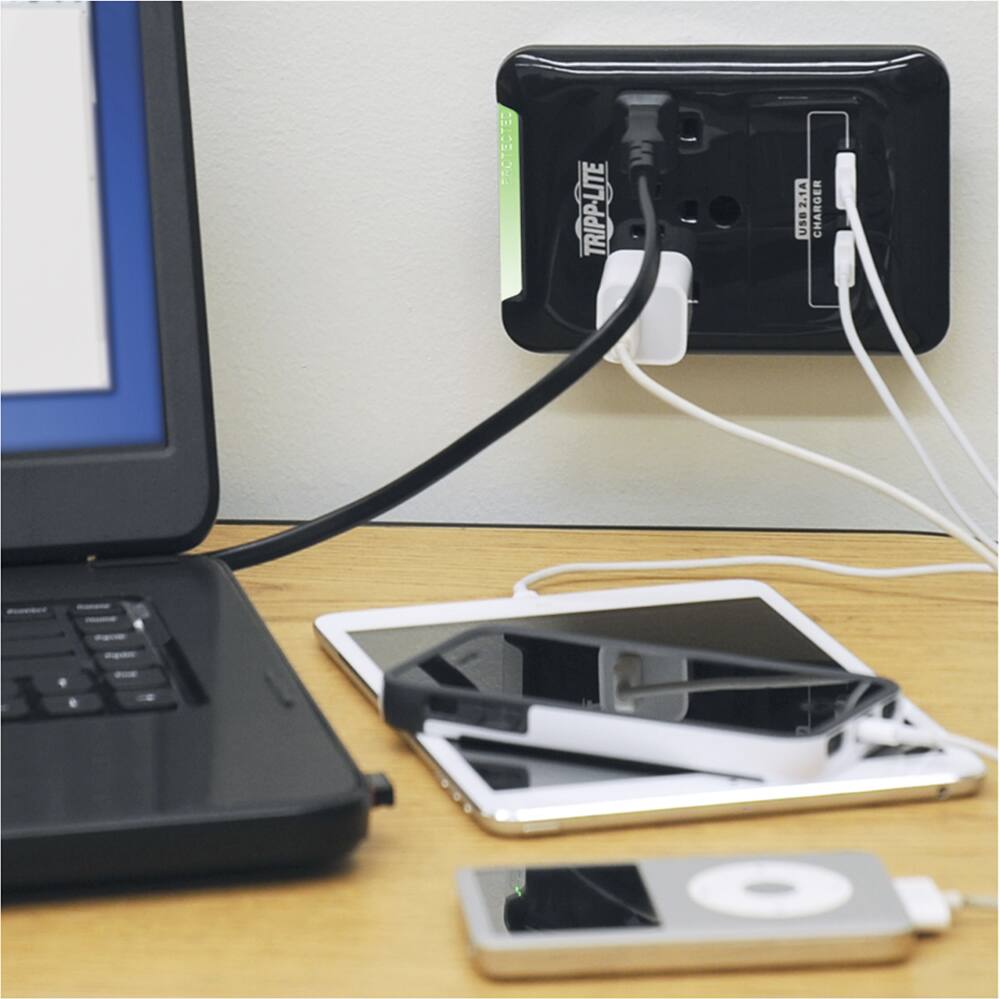 Alt View 13. Tripp Lite - Protect It! 3-Outlet Surge Protector - Black.
