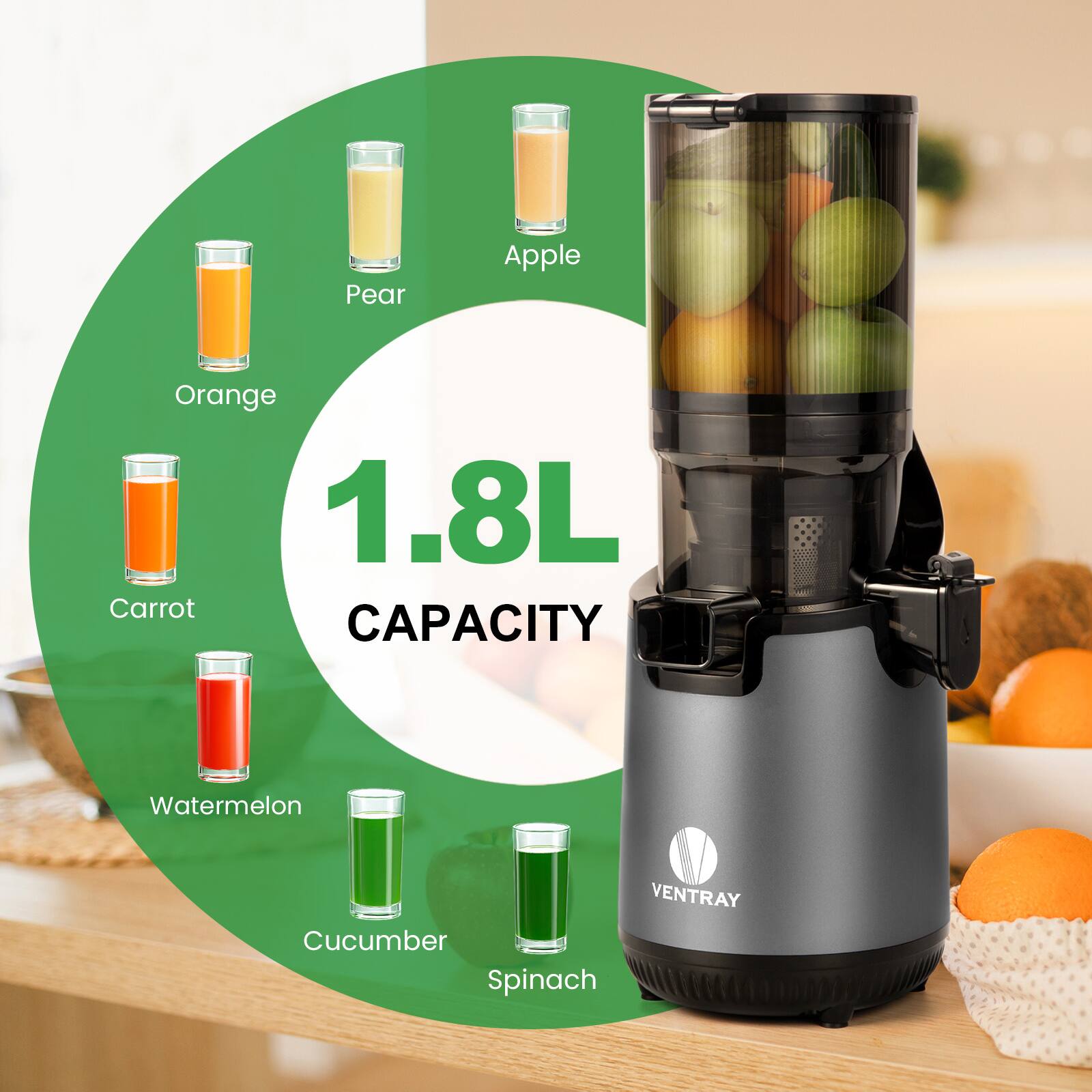 Pear Apple Orange 1.8L Carrot CAPACITY Watermelon VENTRAY Cucumber Spinach