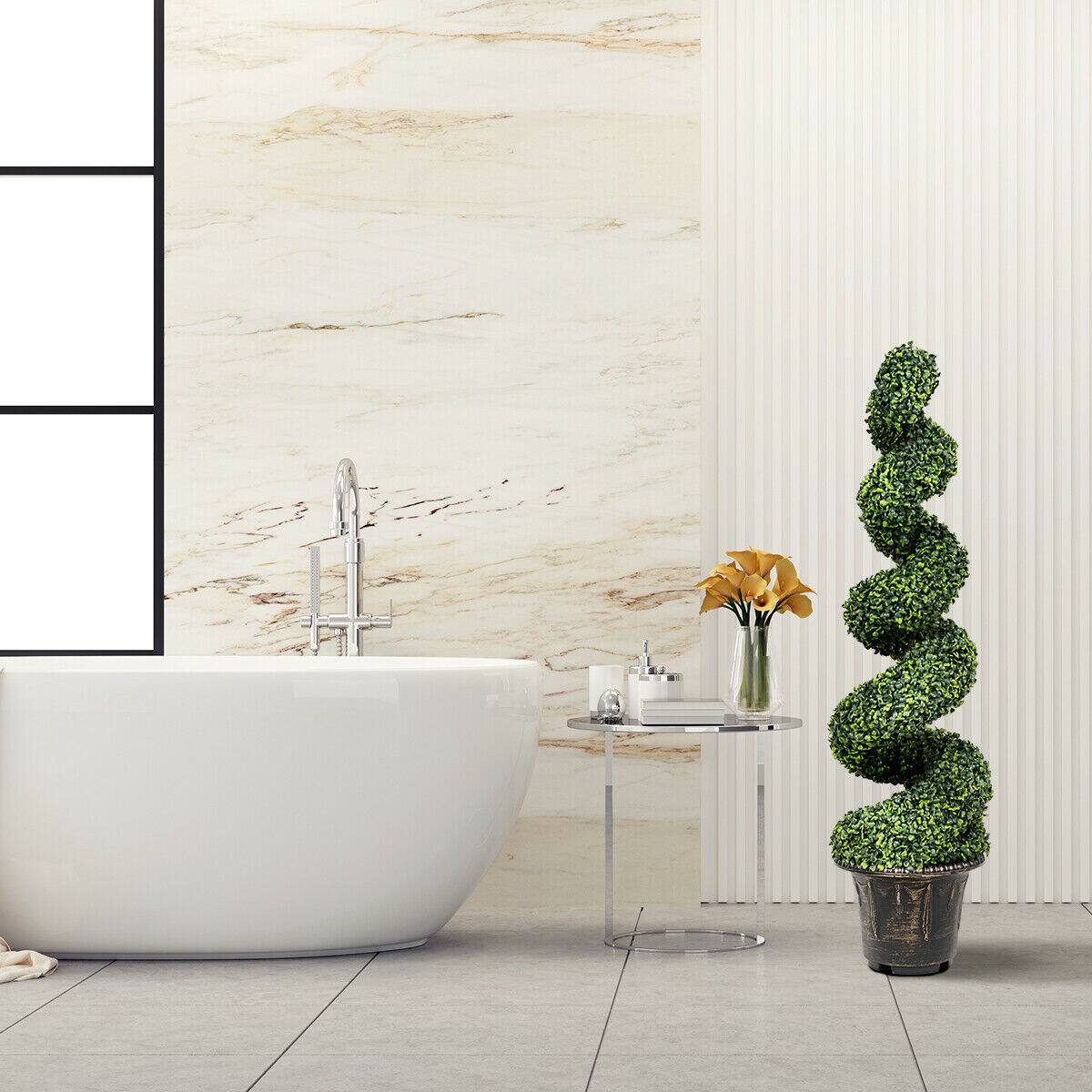 Alt View 4. Costway - Costway 4FT Artificial Boxwood Spiral Tree Faux Tree W/Realistic Leaves Indoor Outdoor - Green.