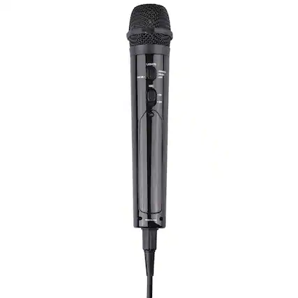 Front. Singing Machine - Unidirectional Dynamic Wired Microphone - Black.
