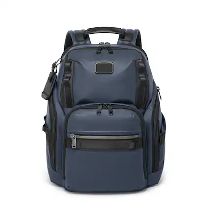 Front. TUMI - Alpha Bravo Search Backpack - Navy Coated Canvas.