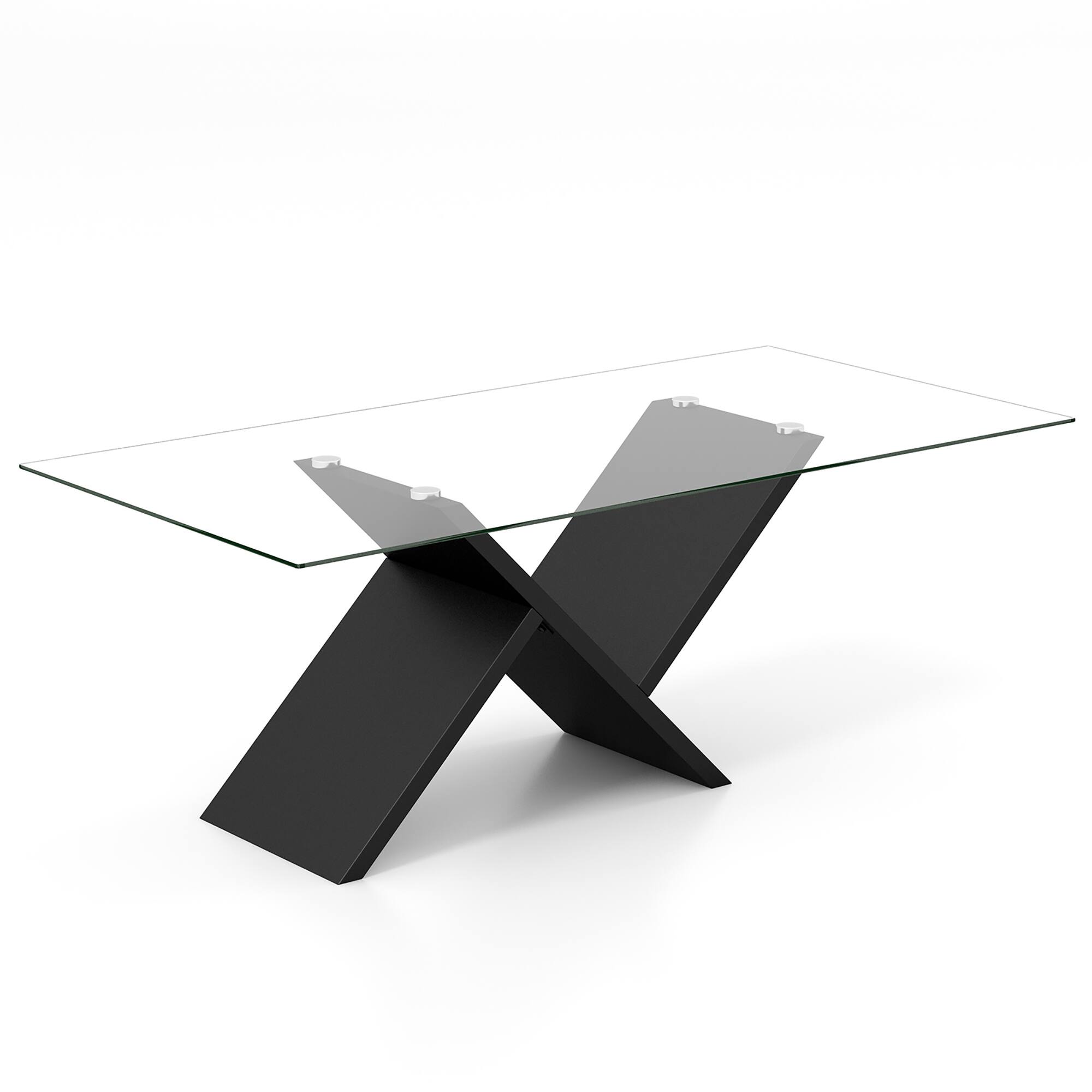 Alt View 9. Gymax - Gymax 47'' Rectangle Glass Coffee Table w/ Tempered Glass Tabletop & Geometric - Black.