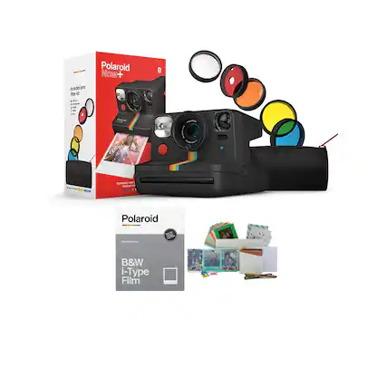 Includes Polaroid Now+, Polaroid I-Type B&W Film, and Polaroid I-Type Color Film.