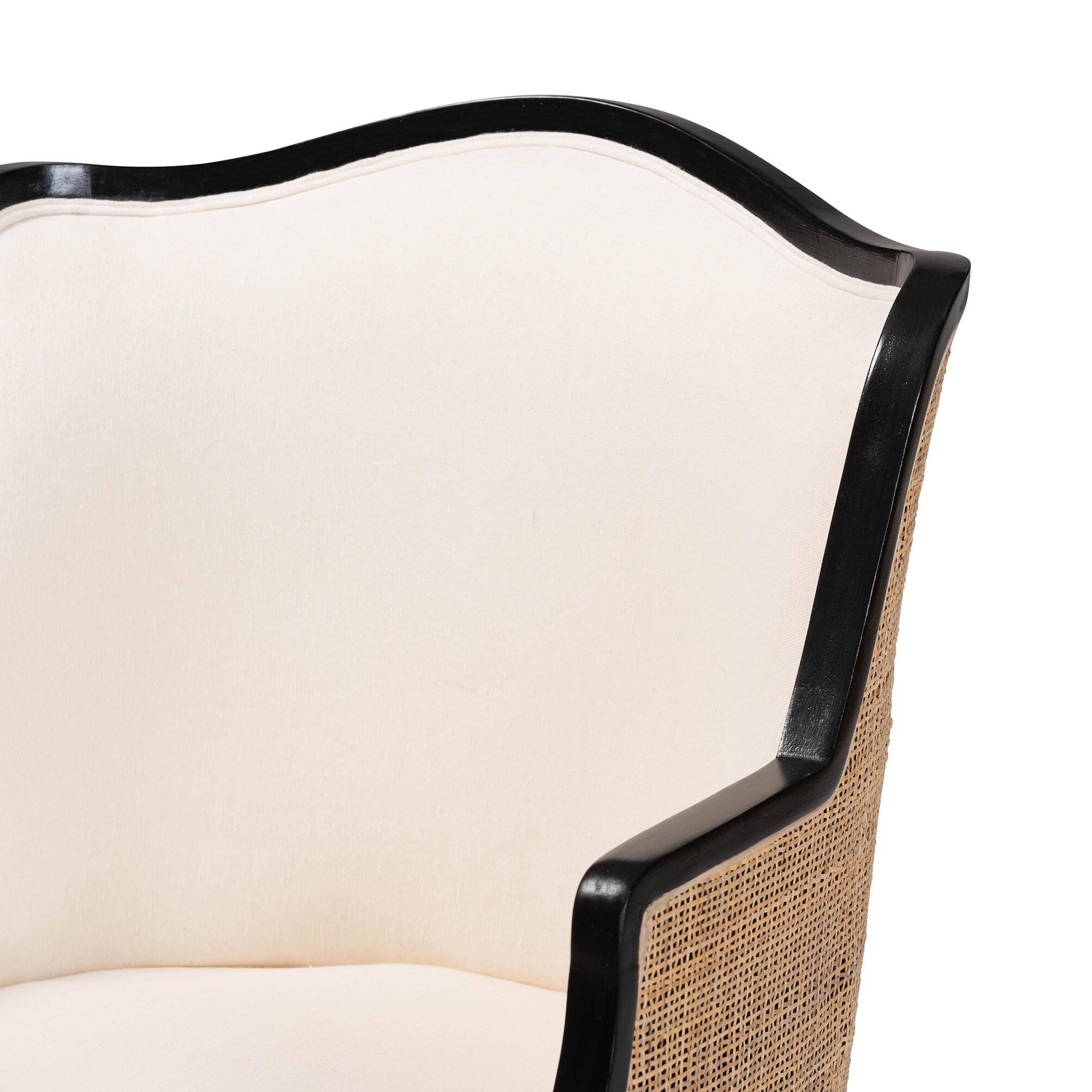 Alt View 1. bali & pari - Elizette Traditional French Fabric and Finished Wood Accent Chair - Beige/Black.