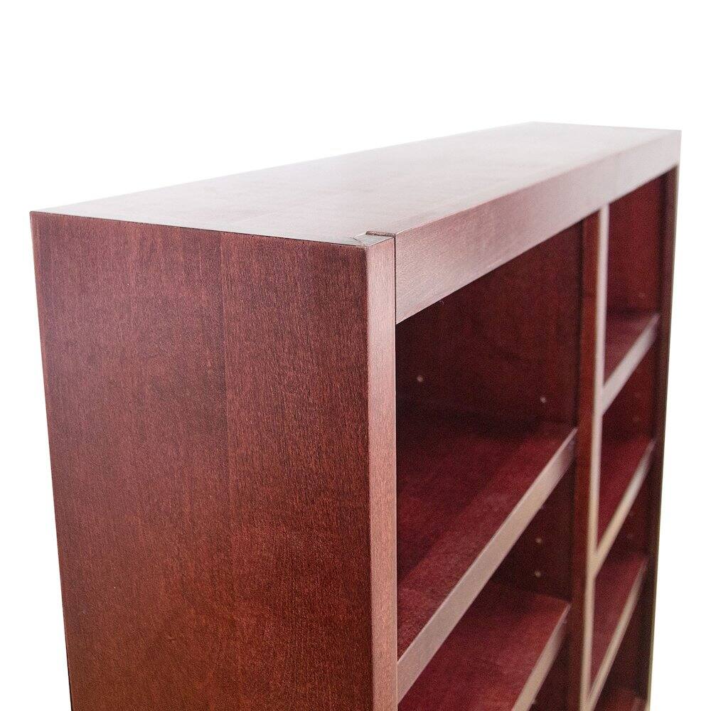 Left. Concepts in Wood - Double Wide Bookcase 8 Shelves Cherry Finish - Red.