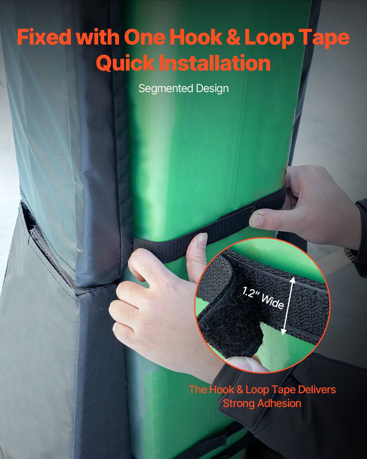 Fixed with One Hook & Loop Tape  
Quick Installation  
Segmented Design  

1.2" Wide  

The Hook & Loop Tape Delivers Strong Adhesion