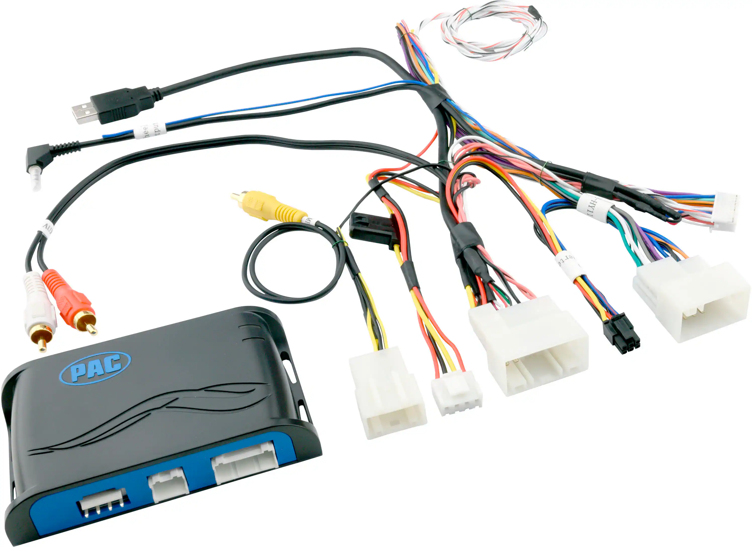 Front. PAC - Radio Replacement and Steering Wheel Control Interface for Select Hyundai Vehicles - Black/Blue.