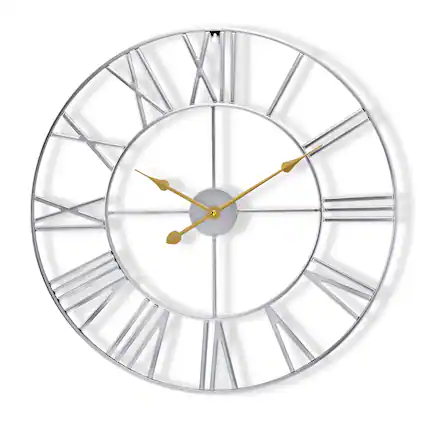 Front. Sorbus - Sorbus Large Wall Clock for Living Room Decor - Roman Numeral Wall Clock for Kitchen - 16 inch-Battery Operated Clock - Silver.