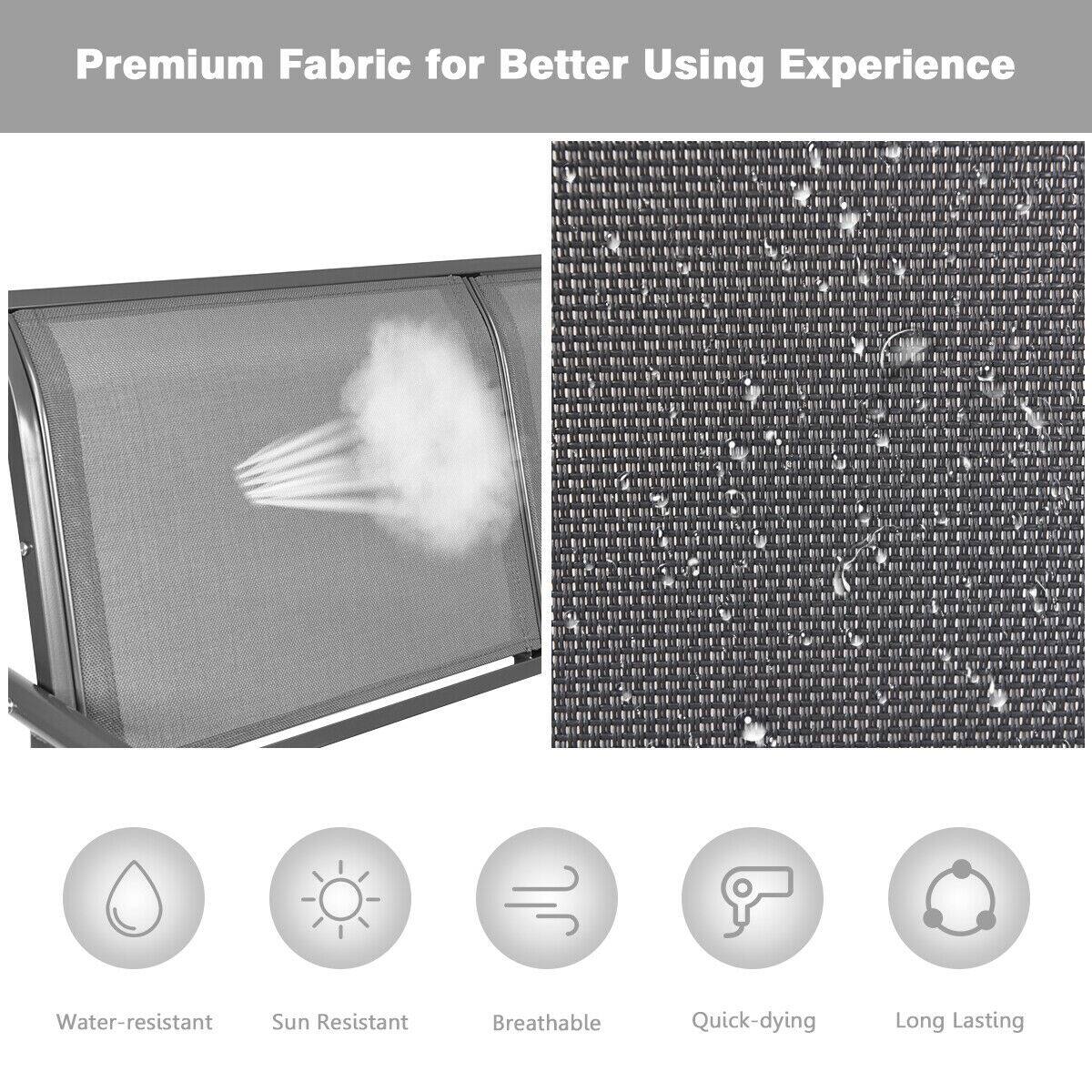 Premium Fabric for Better Using Experience

Water-resistant
Sun Resistant
Breathable
Quick-dying
Long Lasting