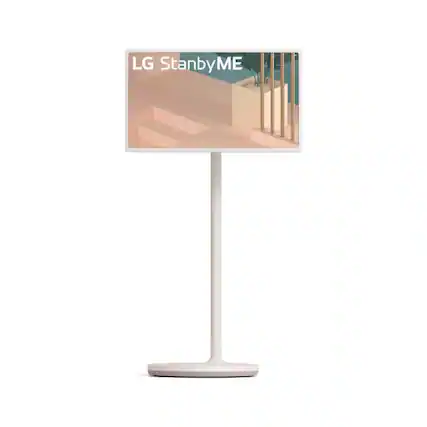 Front. LG - LG StandbyMe 27" Monitor Full HD Rollable Touch Screen & 3hr battery - White.