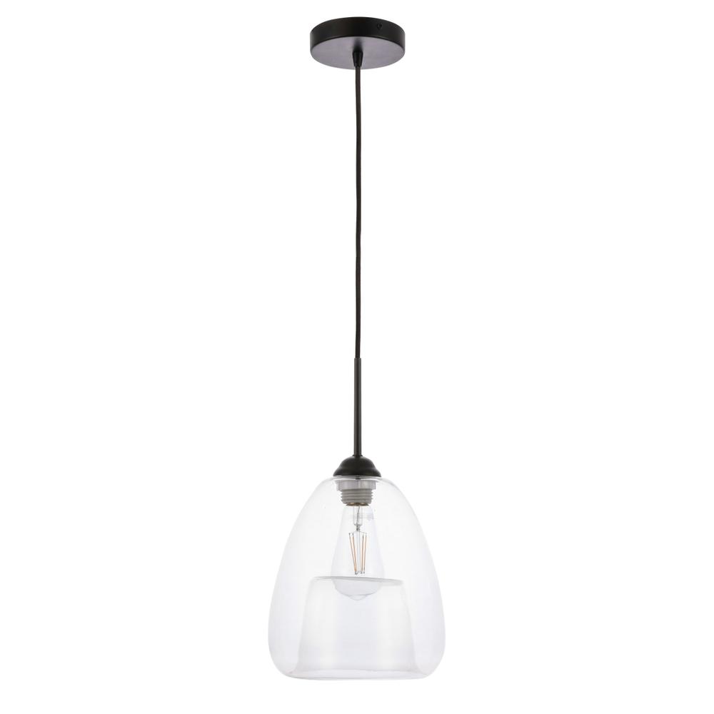 Alt View 6. Living District - Kason 1 light Black and Clear glass pendant - Black And Clear Glass.