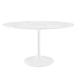 Lippa 54" Oval Faux Marble Dining Table by Modway - White