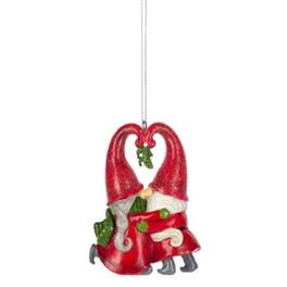 Ganz - Gnome Kissing Christmas Tree Ornament 3.5 Inch Multicolor - Red