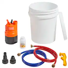 VEVOR - Tankless Water Heater Flushing Kit, Includes Efficient Pump & 5 Gallon Pail & 2 Hoses & Descaling Powder - Orange