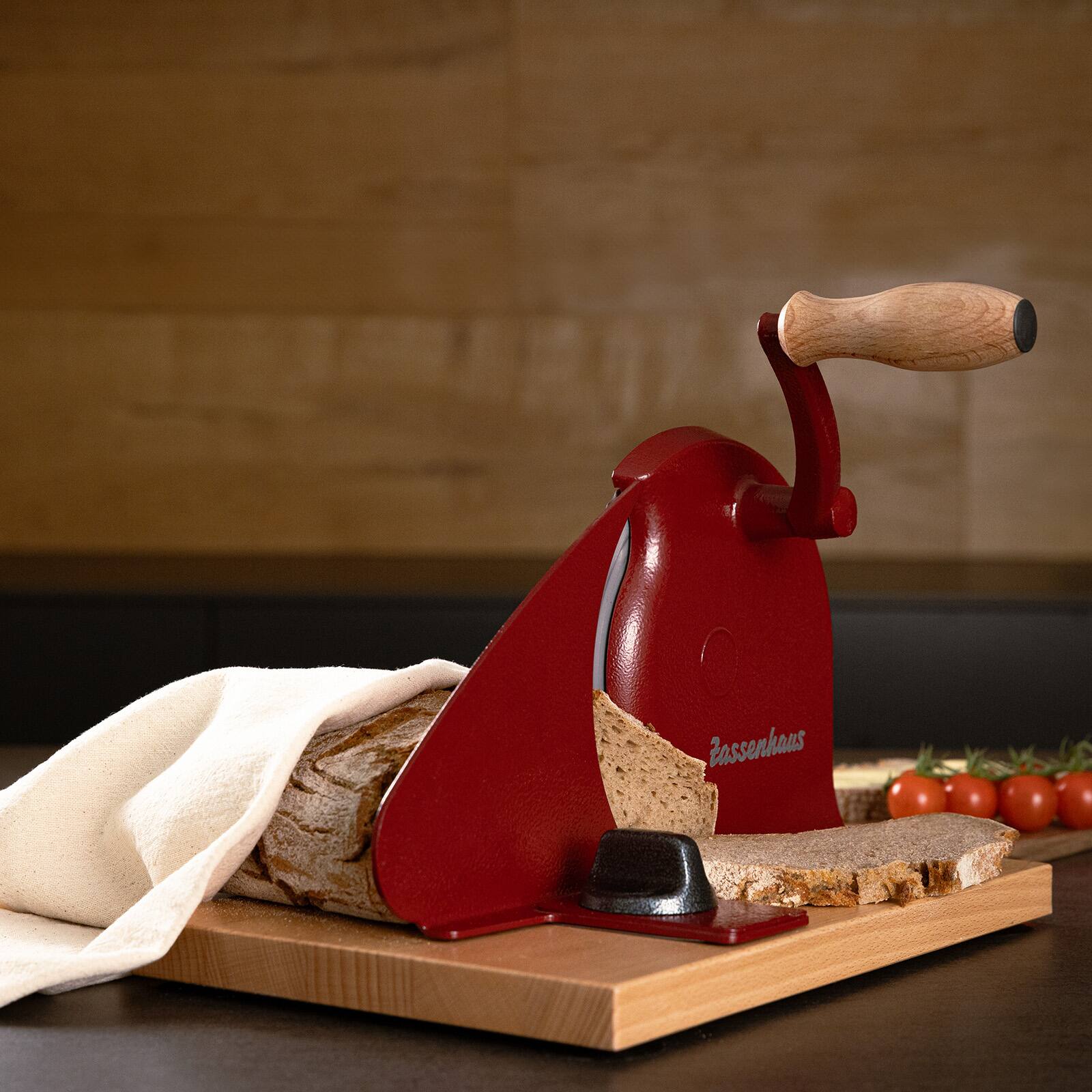 Alt View 1. Zassenhaus - Manual Bread Slicer, Hand Crank Home Bread Slicer, 11.75" x 8", Red - Red.