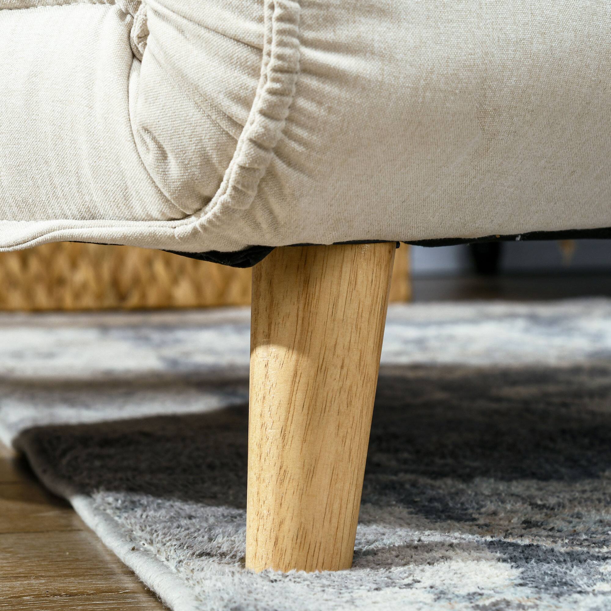 Alt View 4. Homcom - 2-in-1 Convertible Chair Bed with Adjustable Backrest - Beige.