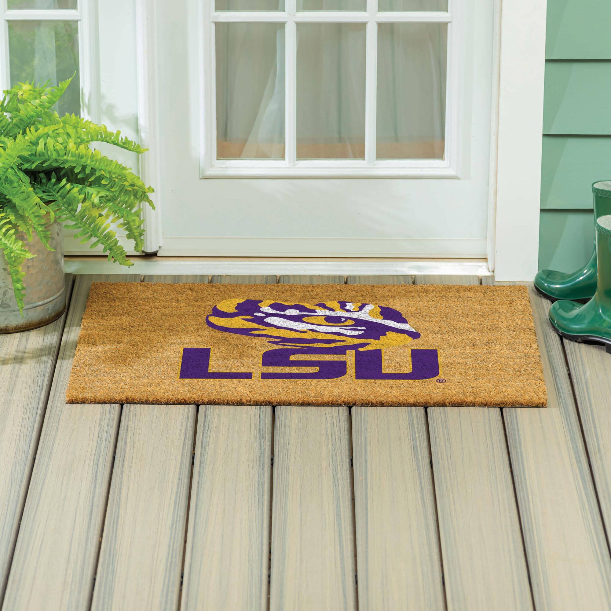 Alt View 3. Evergreen Enterprises - LSU Tigers 24" x 36" Outdoor Team Logo Coir Mat - Brown.