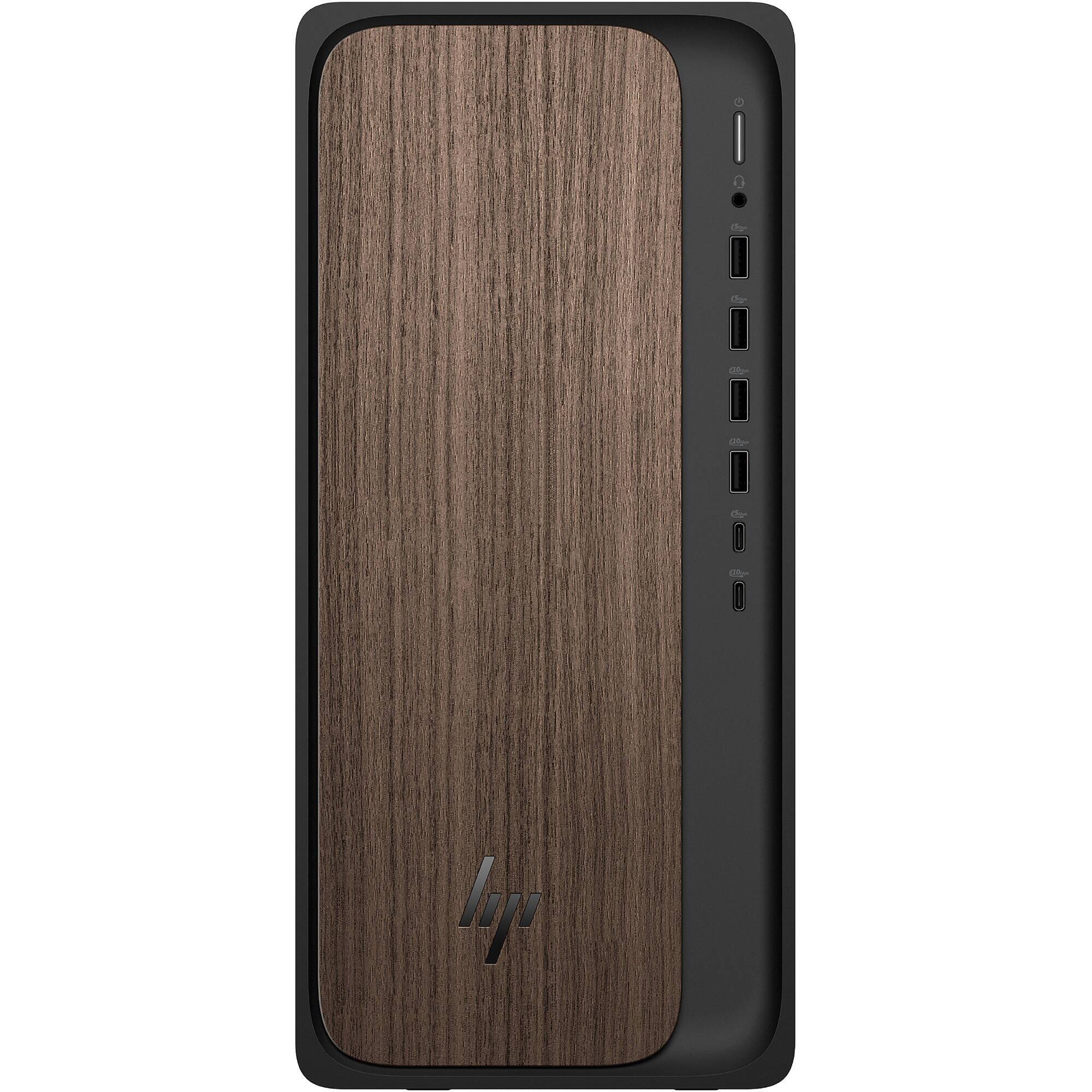 Angle. HP - HP OmniDesk M03 AI Desktop PC - Intel Core Ultra 7 265, 64GB RAM, 4TB SSD, Intel UHD Graphics, KB & Mouse, Windows 11 - Dark.