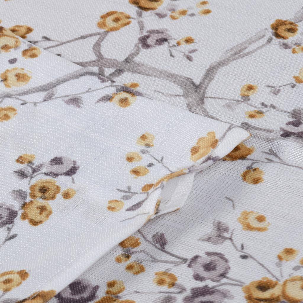 Alt View 1. Kate Aurora - Kate Aurora Complete 3 Piece Rod Pocket Cherry Blossom Cafe Kitchen Curtain Tier & Valance Set - Gold - Gold.