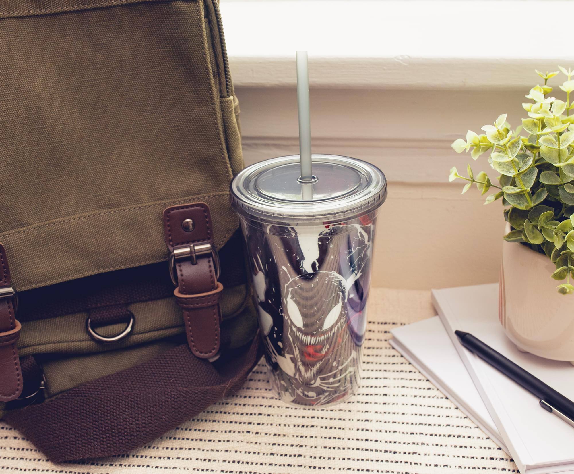 Alt View 4. Marvel - Marvel Spider-Man Vs. Venom Carnival Cup With Lid and Straw | Holds 20 Ounces - Black.