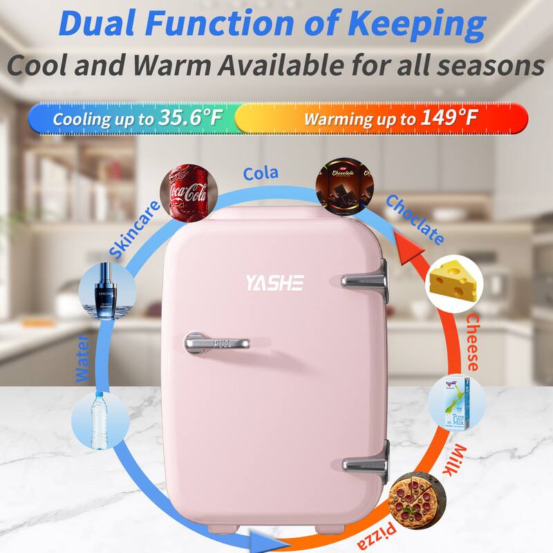 Dual Function of Keeping Cool and Warm Available for all seasons

Cooling up to 35.6°F
- Cola
- Skincare
- Water

Warming up to 149°F
- Chocolate
- Cheese
- Milk
- Pizza